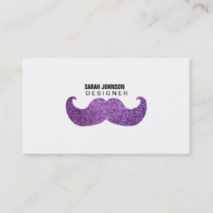 Purpurfärgad Bling mustasch (grafiskt Fauxglitter Visitkort