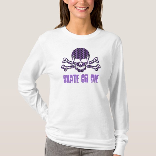 purpurfärgad blixtskalle och crossbones t shirt (Framsida)