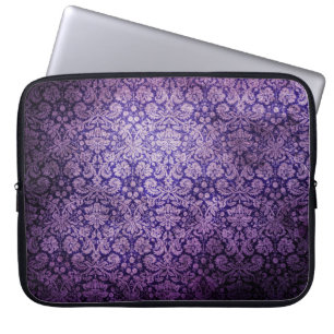 Purpurfärgad blom- damast för vintage laptop sleeve