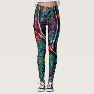 Purpurfärgad blommigt #2 för orange Mint Leggings