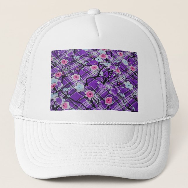 Purpurfärgad blommigt keps (Framsida)