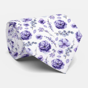 Purpurfärgad blommigt slips
