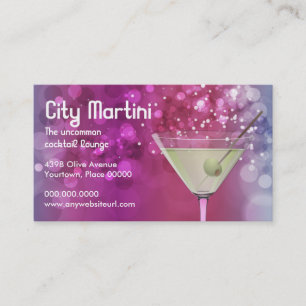 Purpurfärgad Bokeh Martini pubBartender Visitkort