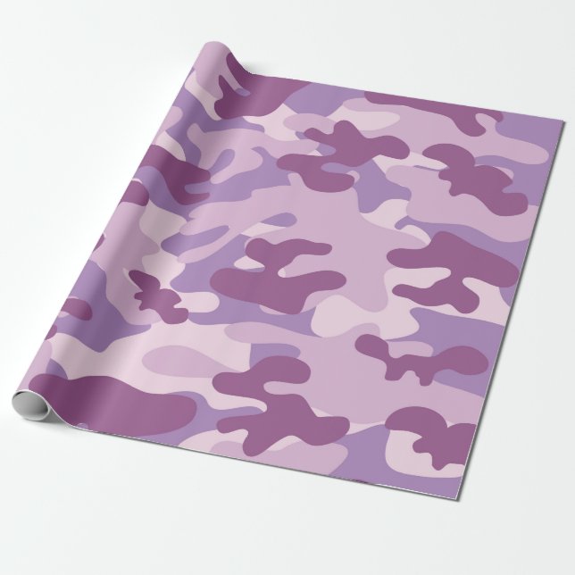 Purpurfärgad Camo design Presentpapper (Utrullad)