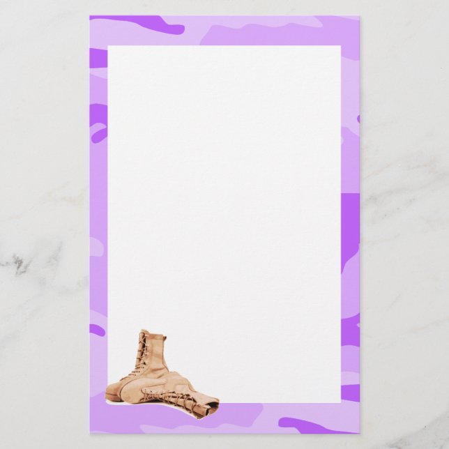 Purpurfärgad Camo och stridkängabrevpapper Brevpapper (Framsida)