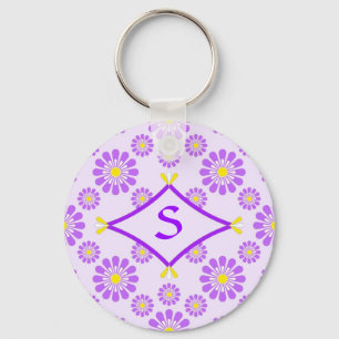 Purpurfärgad daisyMonogram Nyckelring