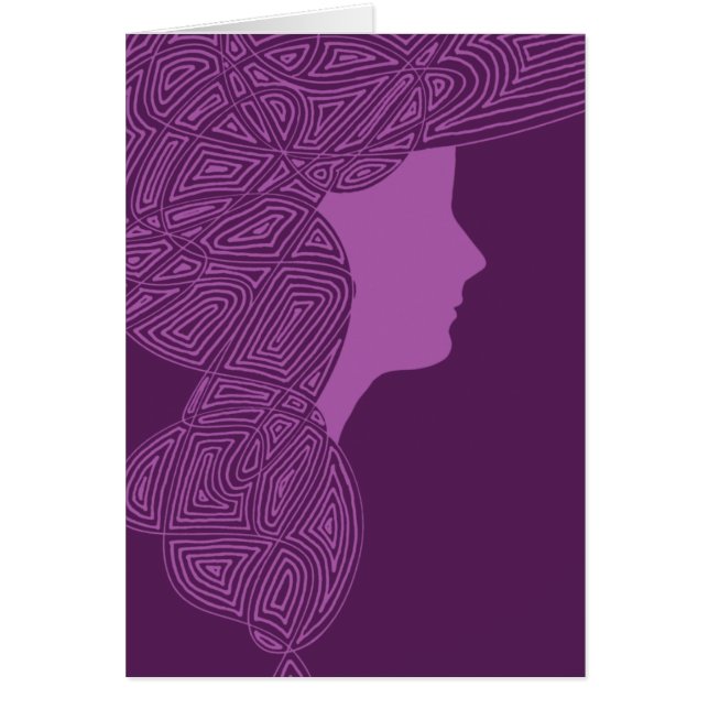 Purpurfärgad dam hälsningskort (Framsidan)