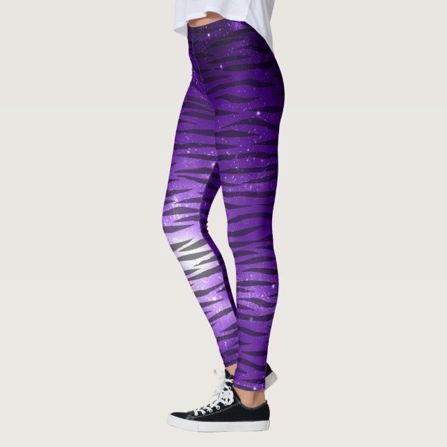 Purpurfärgad damasker för tigerdesignmönster leggings (Vänster)