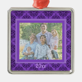 Purpurfärgad damastast minnessakprydnad julgransprydnad metall