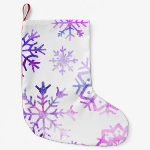 Purpurfärgad design för vattenfärgSnowflakejul Liten Julstrumpa