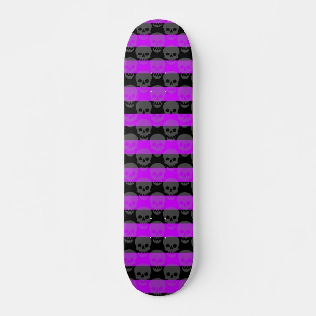 Purpurfärgad döskallar & randSkateboarddäck Skateboard Bräda 19,5 Cm (Framsida)