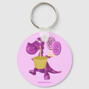 Purpurfärgad drakemuffin och ballonger Keychain Nyckelring