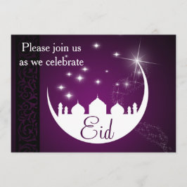 Purpurfärgad Eid Mubarak månemoské Inbjudningar