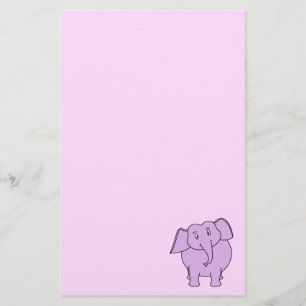 Purpurfärgad elefant. Tecknad Brevpapper