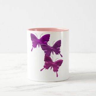 Purpurfärgad fjärilsdesignmugg Två-Tonad mugg