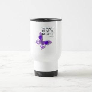 Purpurfärgad fjärilstravel mug för lycka resemugg
