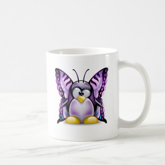Purpurfärgad fjärilsTux (Linuxtuxen) Kaffemugg (Höger)