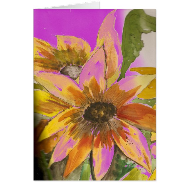 purpurfärgad flower power OBS kort (Framsidan)