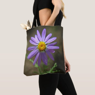purpurfärgad flower power tygkasse