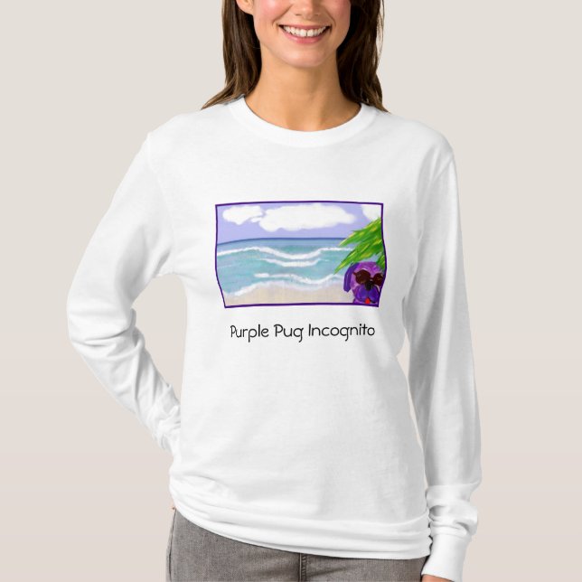Purpurfärgad för mops skjorta inkognito t-shirt (Framsida)