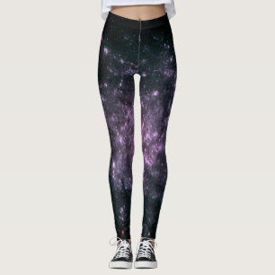 Purpurfärgad galaxtryckdamasker leggings