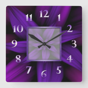 Purpurfärgad geometrisk passionblommigt fyrkantig klocka