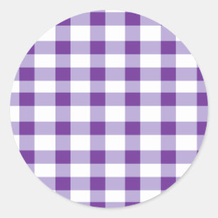 Purpurfärgad Gingham Runt Klistermärke