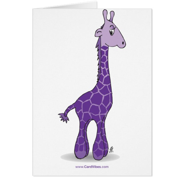 Purpurfärgad giraff hälsningskort (Framsidan)