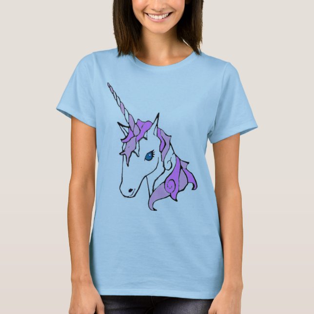 Purpurfärgad gnistraUnicorn T Shirt (Framsida)
