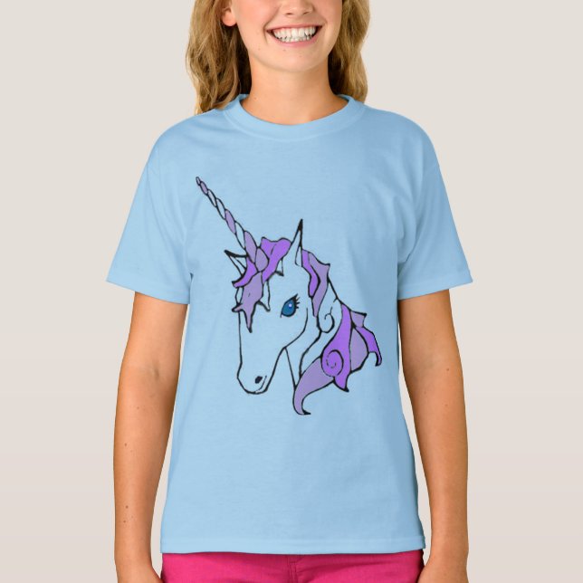 Purpurfärgad gnistraUnicorn Tee Shirt (Framsida)
