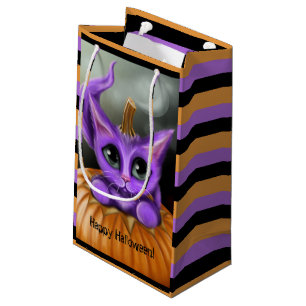 Purpurfärgad görad randig Halloween kattunge