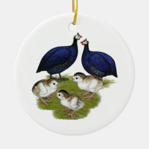 Purpurfärgad Guinea familj Julgransprydnad Keramik