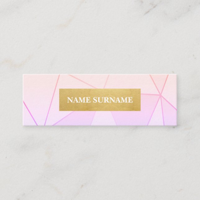 Purpurfärgad guld- mini- visitkort för geometriskt (Framsida)