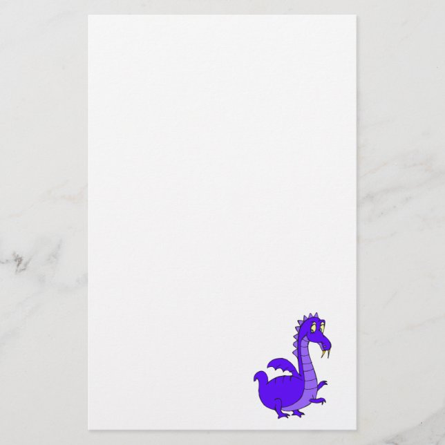 Purpurfärgad gullig kelig drake brevpapper (Framsida)