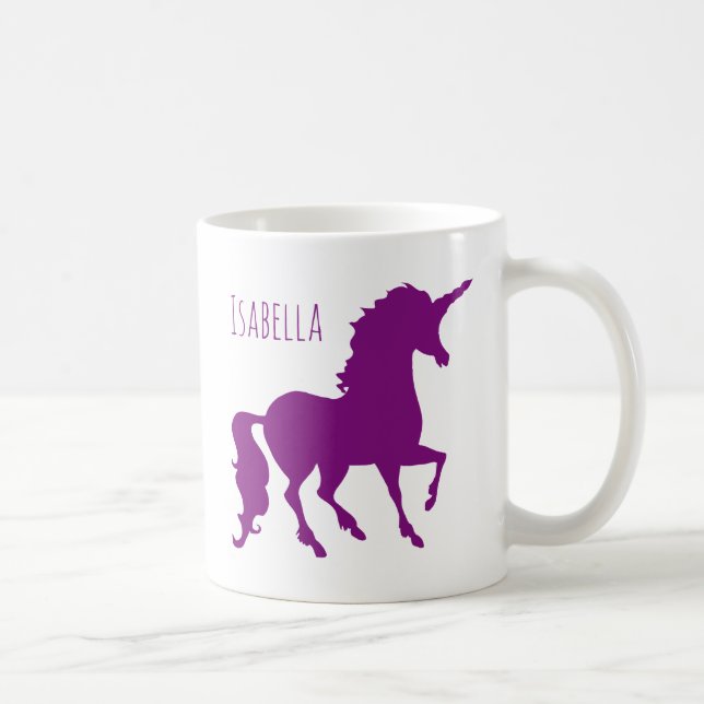 Purpurfärgad härlig UnicornSilhouette för Kaffemugg (Höger)