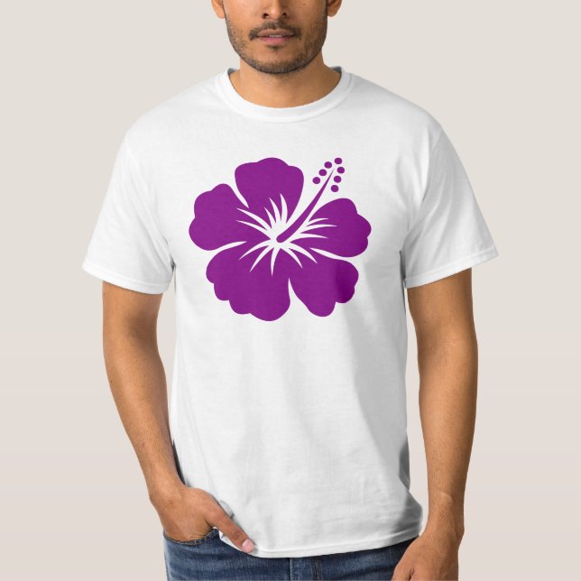 Purpurfärgad hibiskusaloha blomma tee shirt (Framsida)