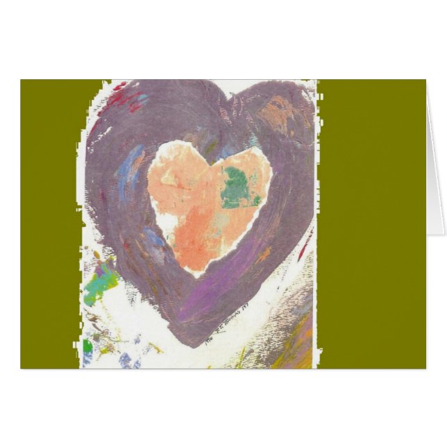 purpurfärgad hjärta hälsningskort (Framsidan Horizontal)