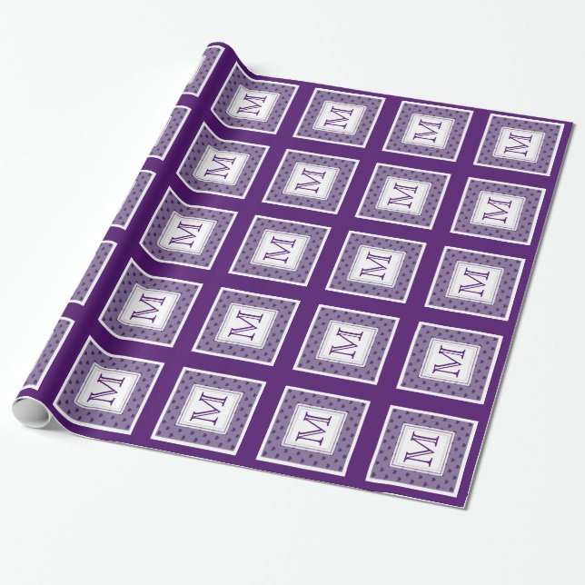 Purpurfärgad hjärta: Monogram som slår in papper Presentpapper (Utrullad)