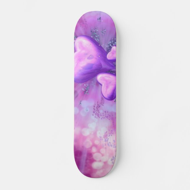 Purpurfärgad hjärta skateboard bräda 20,5 cm (Framsida)