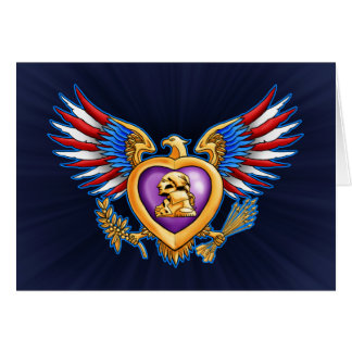 Purpurfärgad hjärtadesign hälsningskort