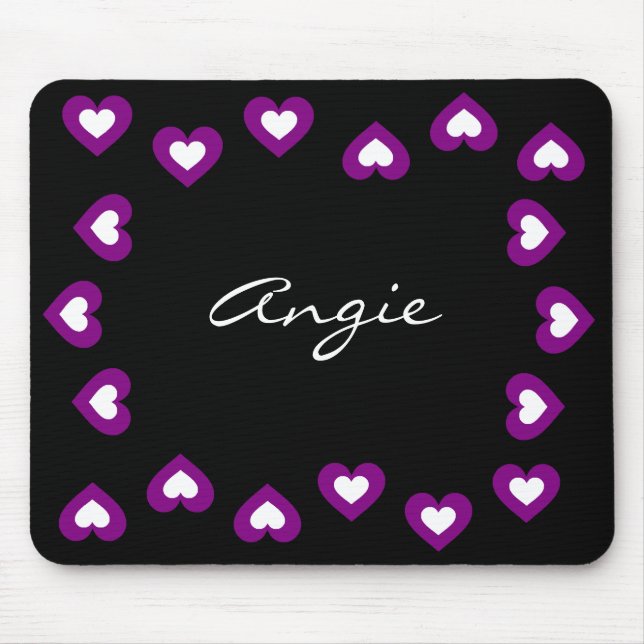Purpurfärgad hjärtapersonligvalentin Mousepad Musmatta (Framsidan)