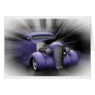 Purpurfärgad hot rod hälsningskort