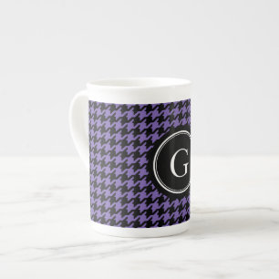 Purpurfärgad houndstooth för moderiktig klassike benporslin mugg
