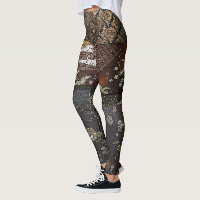 Purpurfärgad imperialistisk silkedrakekran leggings (Vänster)