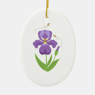 Purpurfärgad Iris Julgransprydnad Keramik