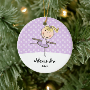 Purpurfärgad jul för Ballerinasnöflingorpersonlig Julgransprydnad Keramik