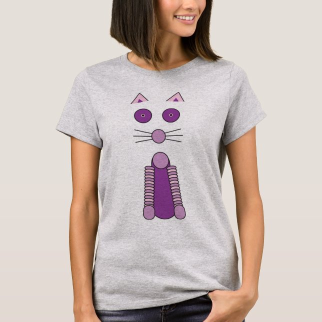 Purpurfärgad katt t-shirt (Framsida)