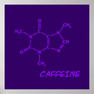 Purpurfärgad koffeinmolekylaffisch poster