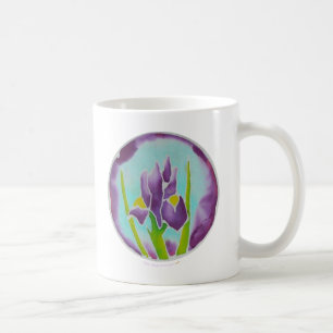 Purpurfärgad konst för IrisblommaBatik Kaffemugg
