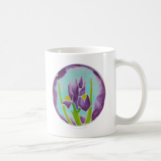 Purpurfärgad konst för IrisblommaBatik Kaffemugg (Höger)